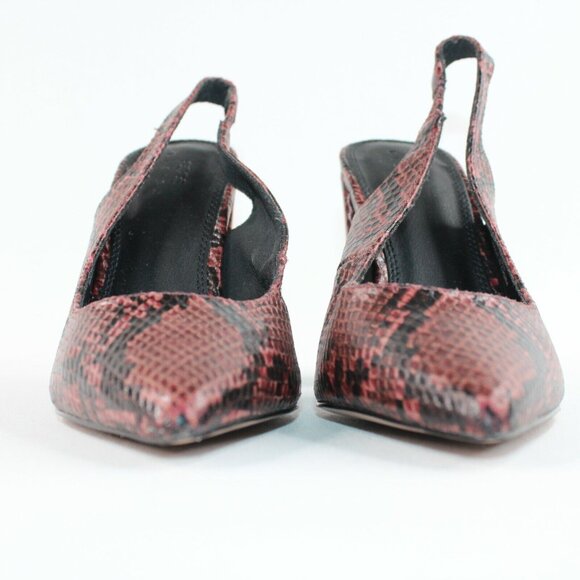 Asos Design Womens Sz 6 Faux Snakeskin Purple Slingback Block High Heels Pointed - Picture 4 of 11